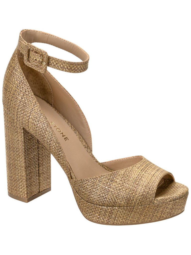 Nwt Sun + Stone Reemaa Block-Heel Platform Sandals Open Toe Gold Yellow 9m